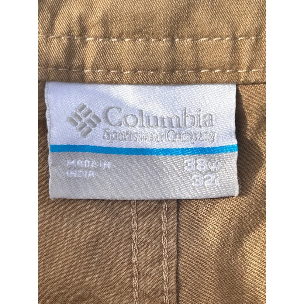 Columbia Mens Hiking Pants Brown Utility Cargo Straight‎ Leg Outdoor 38x28